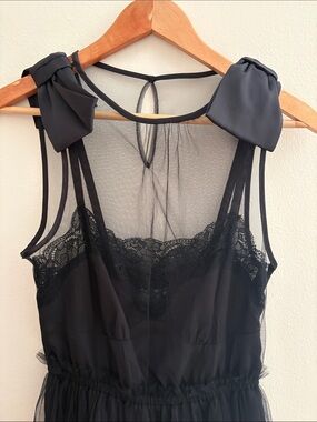 Rodarte for Target Black Lace & Sheer Mini Dress with Bow Straps